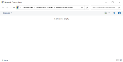 Windows 10 Network Connections with no devices present