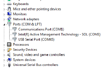Screenshot of Windows 7 Device Manager with hidden devices hidden