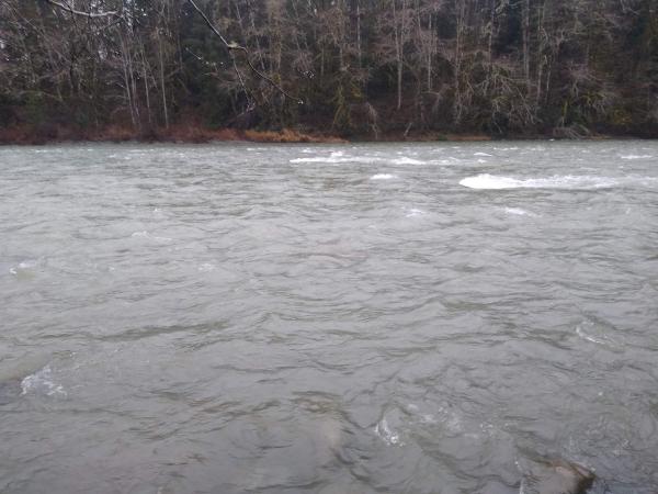 Rushing river water.