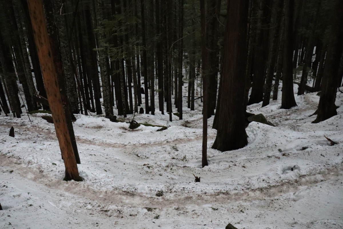 Snowy switchbacks.