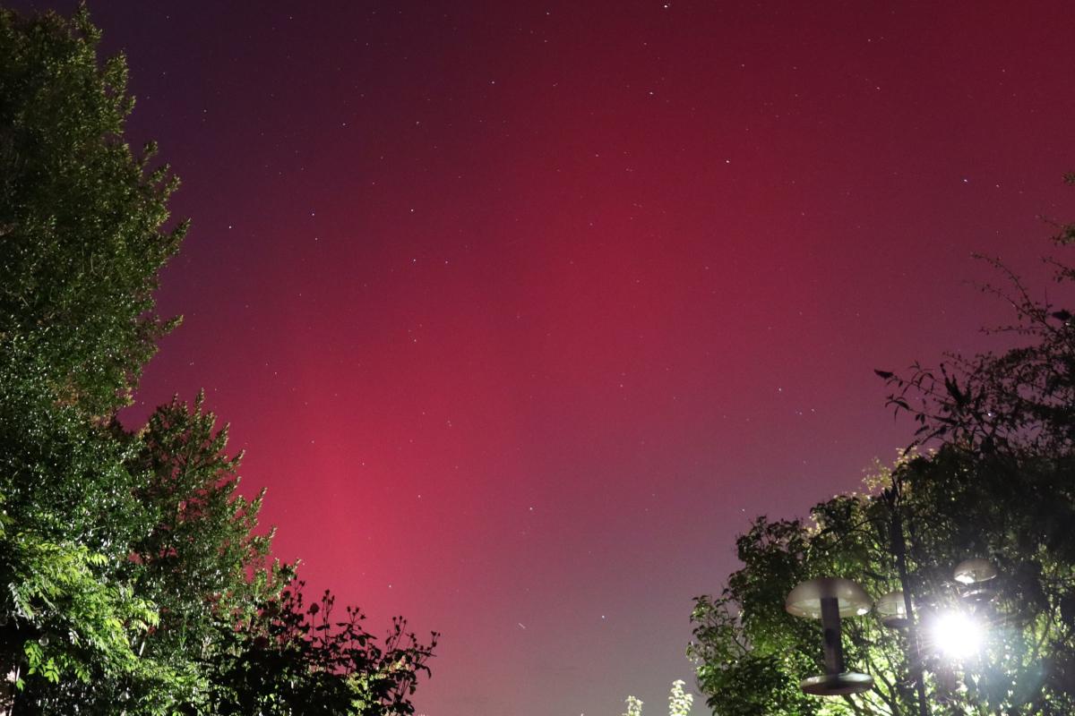 Photo of red aurora.