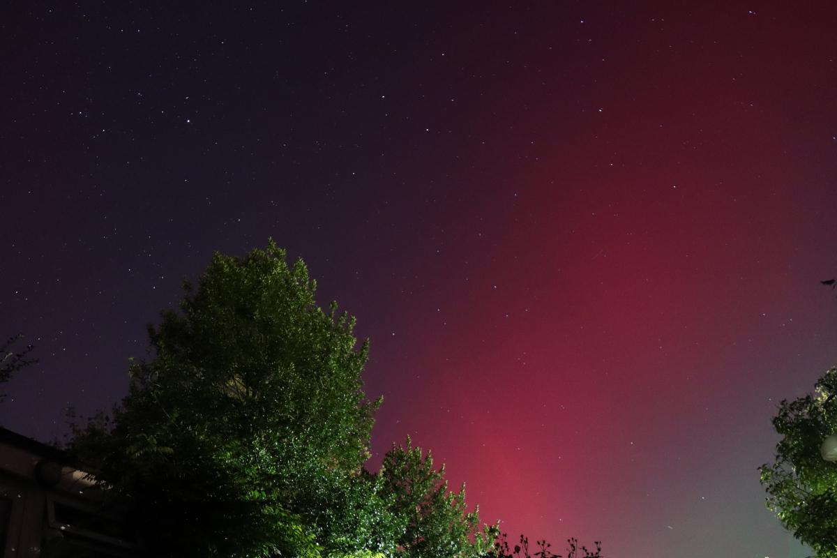 Photo of red aurora.