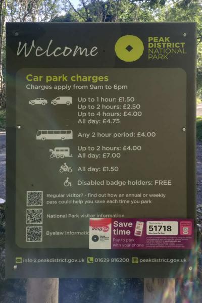 The car park charges sign. A car is £4.75 for the day.