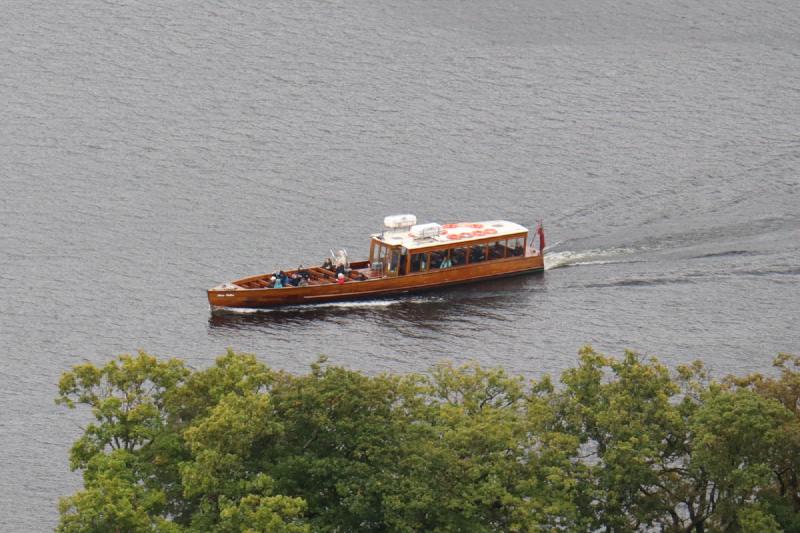 Looking down on a boat.