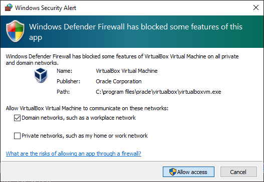 Allow VirtualBox through Windows firewall so that Vagrant can connect.